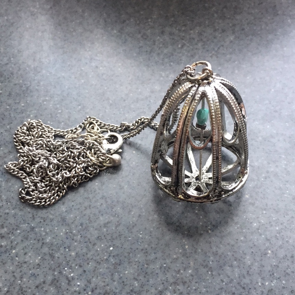 Bird cage long chain necklace